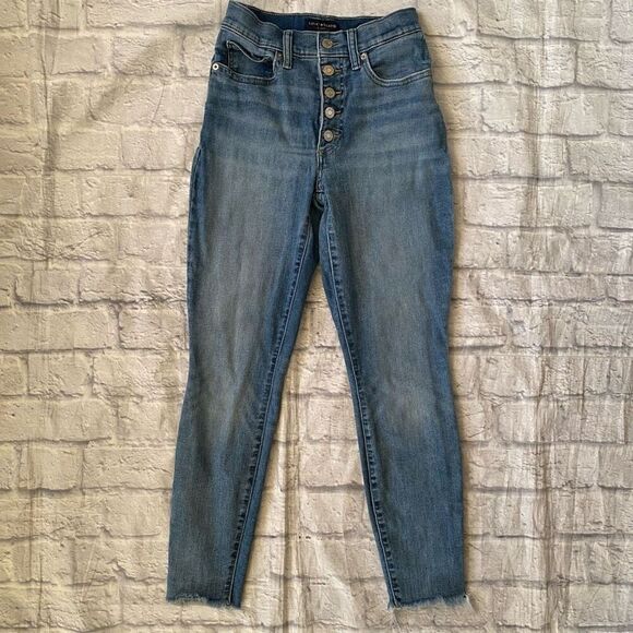 Lucky Brand women 4/27 ankle high rise skinny Bridgette button fly blue jeans - Picture 1 of 11